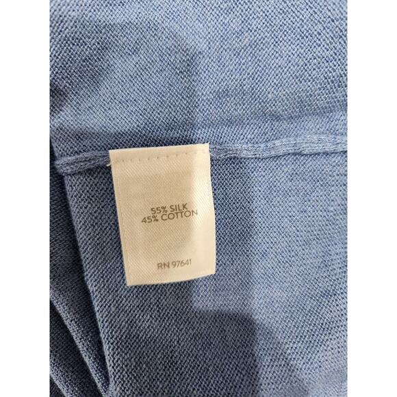 J.Jill Silk & Cotton V-Neck, Long Sleeve Lapis Sweater, Size Small Breathable - Picture 8 of 9